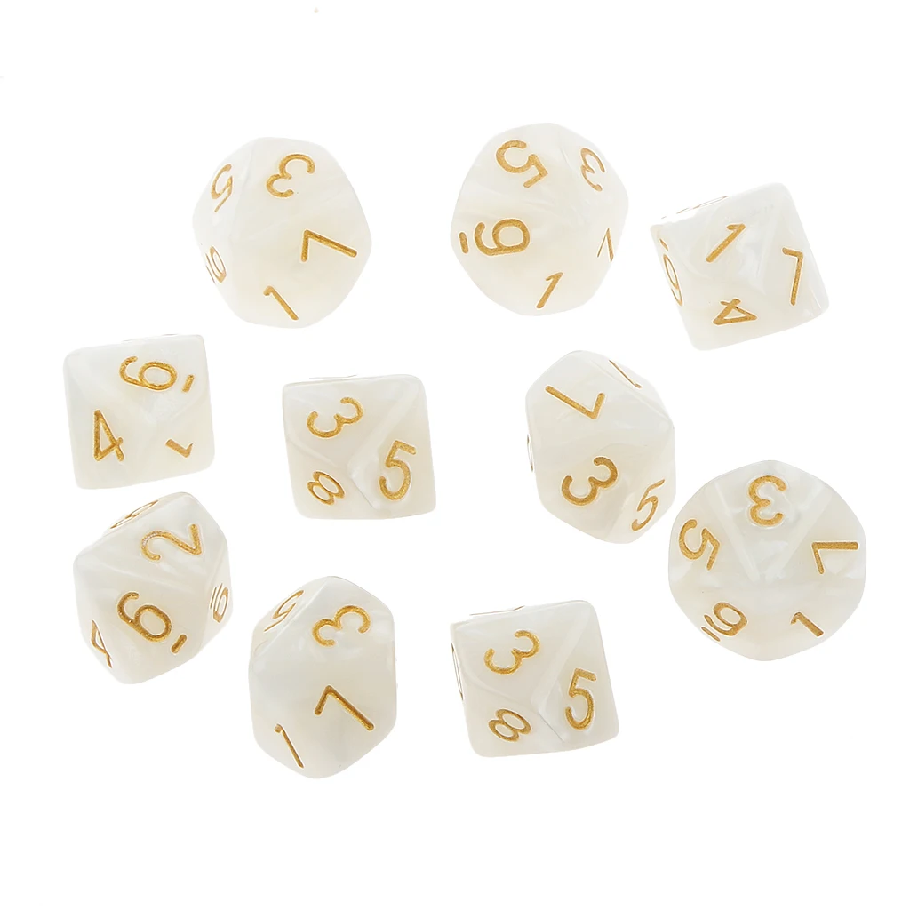 Многоцветные 10 шт., двенадцати сторонние игральные кости D6 D10 D12, игры D& D, рro, вечерние, акриловые игры, кубики, забавные, семейные, для паба, клубных игр, аксессуары