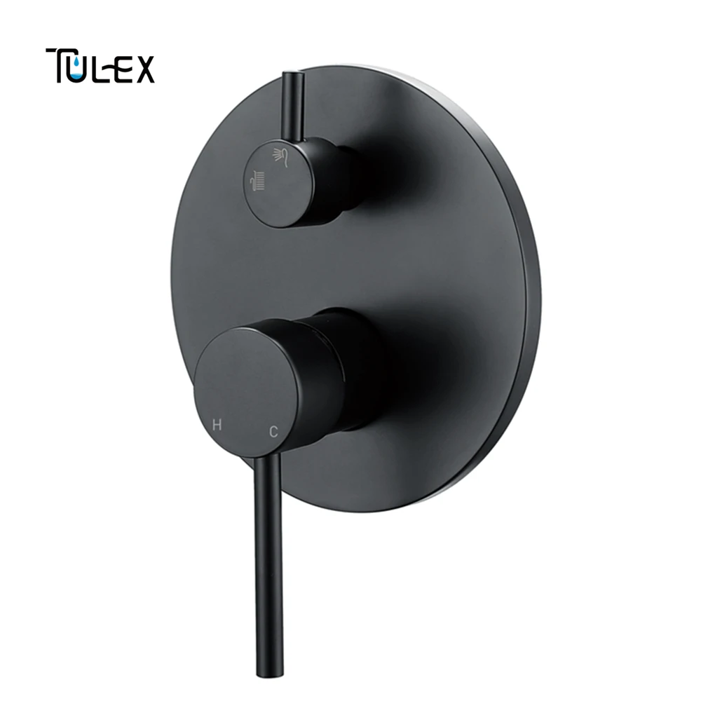TULEX черный настенный смеситель, скрытый смеситель для душа, хромированный настенный клапан, две функции, душевой переключатель, душевой кран для ванной комнаты