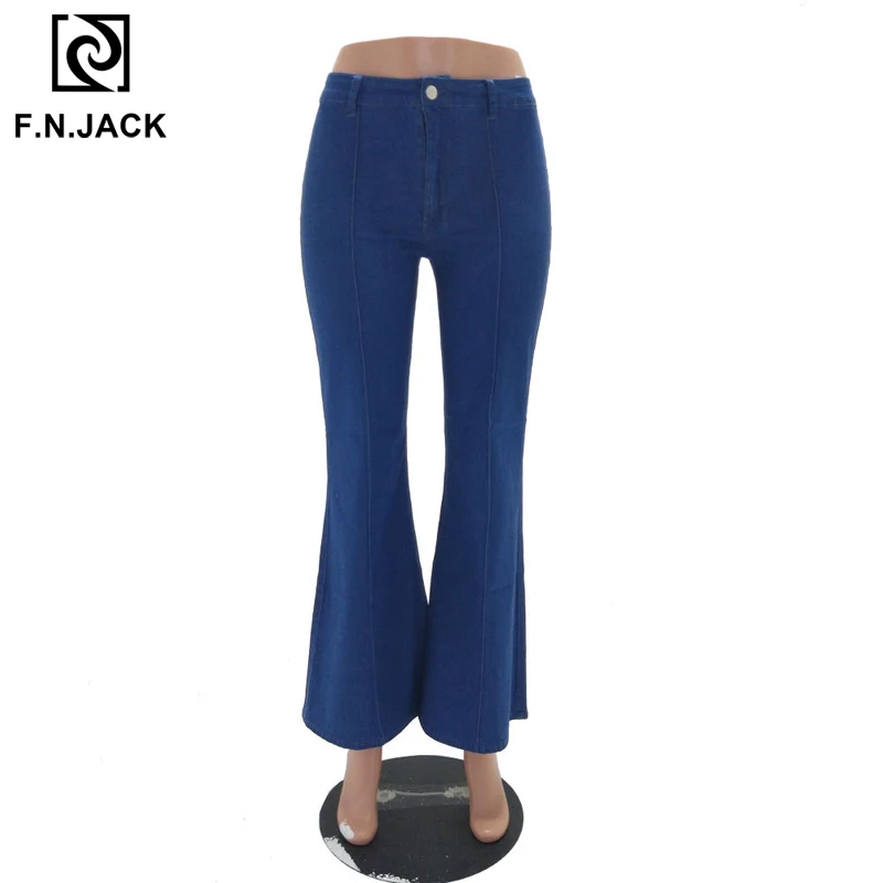 Женские Модные с высокой талией женские джинсы клёш колокольчиком джинсовые