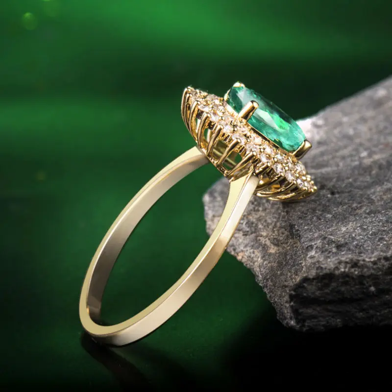 LOVERJEWELRY 18KT желтое золото Роскошные Кольца с натуральным изумрудом юбилейные