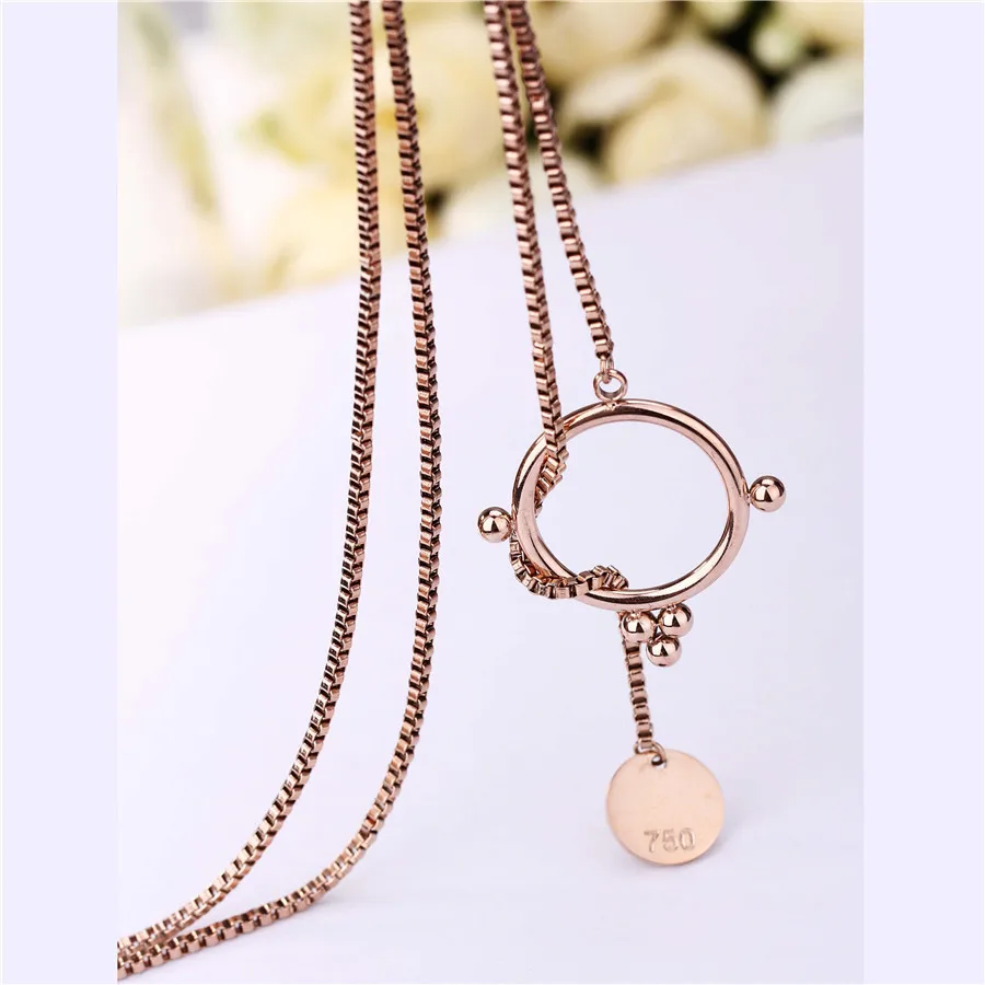 Trendy Adjustable Pendant Necklace Casual Long Stainless Steel Box chain PVD Gold Filled Rose Waterproof Jewelry Wholesale | Украшения и