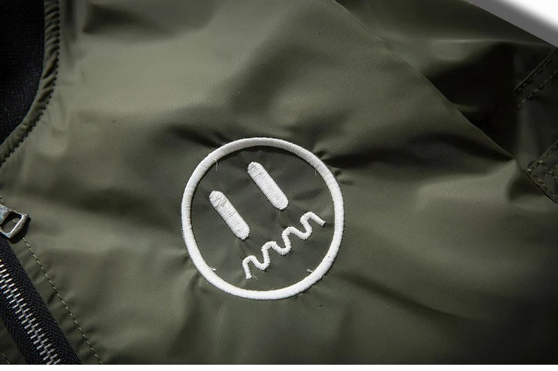 Tsingyi, весенняя куртка с вышитым смайликом, Мужская военная куртка-бомбер с воротником-стойкой, мужские бейсбольные куртки