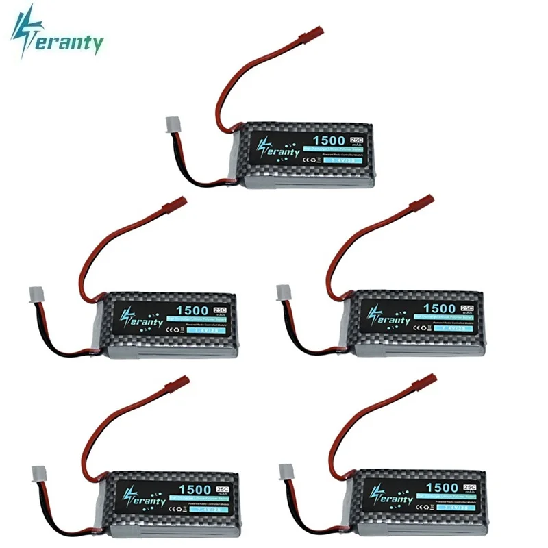 5 шт./компл. 2S 7,4 v 1500 мА/ч, 25C LiPo Батарея T/XT60/JST Разъем для RC автомобиль/Самолет/вертолет 7,4 v Перезаряжаемые 2S литий Батарея