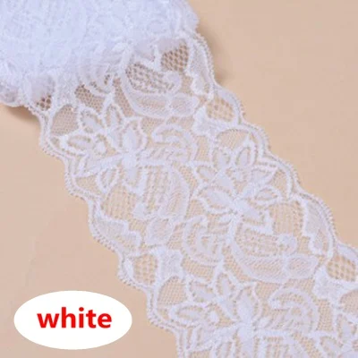 white HL 1 ярд 8 см ширина кружева с эластичным свадебное платье трикотажные спандекс DIY Одежда Нижнее белье Швейные аксессуары HB001 - Цвет: white