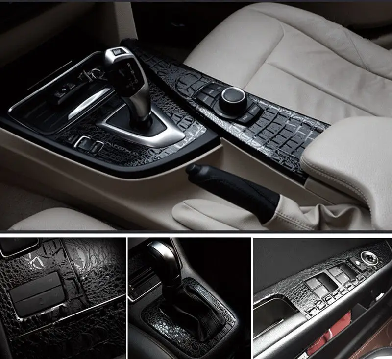 SUNICE Auto Car Wrap Film Black Crocodile Texture Wrapping Sticker Decoration Waterproof Air Bubble Free 1.52*1m |