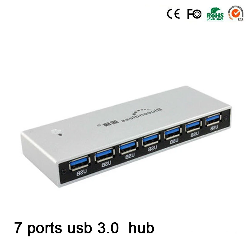 Алюминиевый Высокоскоростной 7 портов внешний usb-хаб серии 2,0/3,0 разветвитель usb-хаб Поддержка скорости 6GPS usb 2,0/3,0 концентратор с вилкой США
