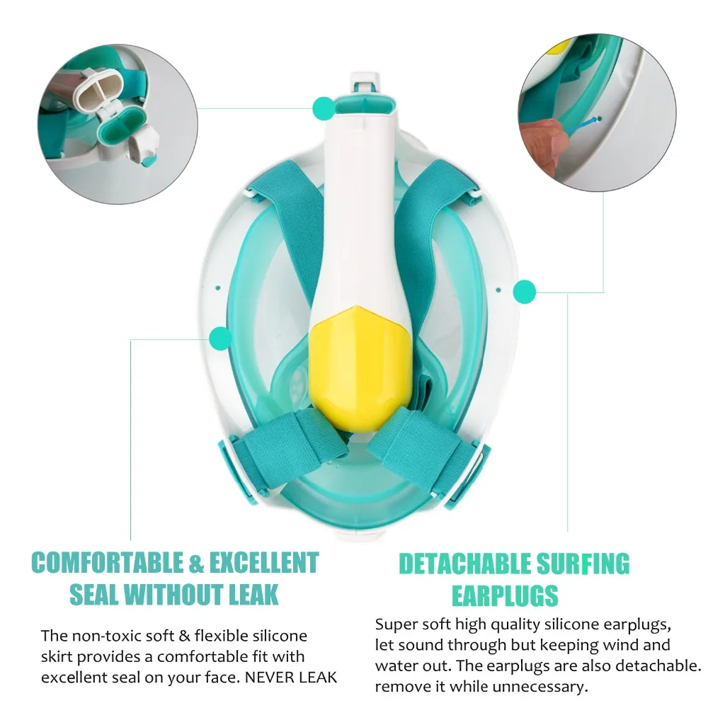 Newest Folding Snorkel Mask Full Face Underwater Scuba Diving Snorkeling Gear Set Swim Masks with Gopro Camera Amount Mergulho | Спорт и