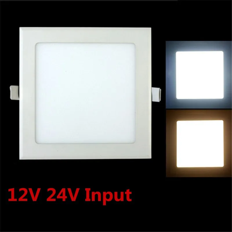 Вход 12V 24V светодиодный утопленный потолочный светильник квадратный Панель светильник 3-25 Вт комнатный светодиодный спот вниз светильник 12V 24V с адаптером селфи-Стик
