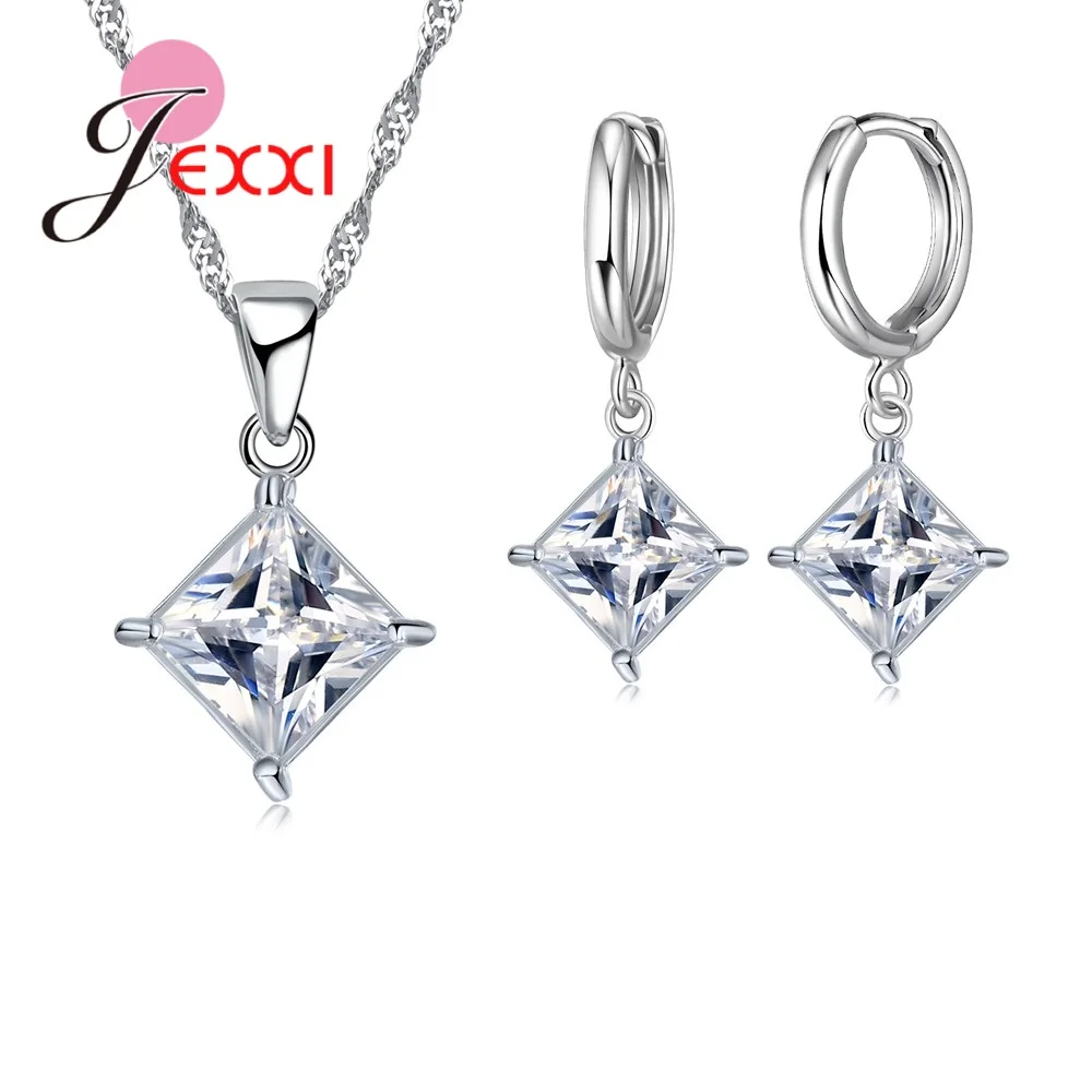 Женское ювелирное изделие из серебра 925 пробы с разноцветным квадратным