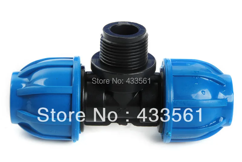 

Quality PP Compression Male Threaded Tee fittings Size 20X1/2" components with Round Cap for Irrigation water Pipeline Connector