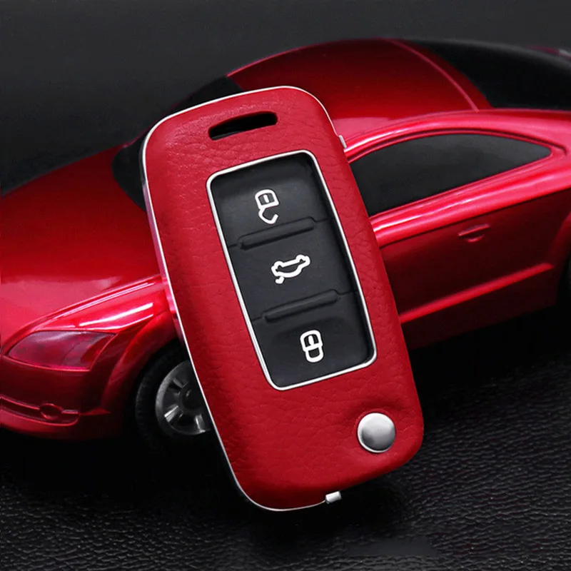 red single shell Автомобильный брелок для ключей Корпус брелок для VW гольф Бора Jetta модели авто Polo, Golf, Passat для Skoda Octavia A5 Fabia сиденье Ibiza Leon стайлинга автомобилей - Название цвета: red single shell