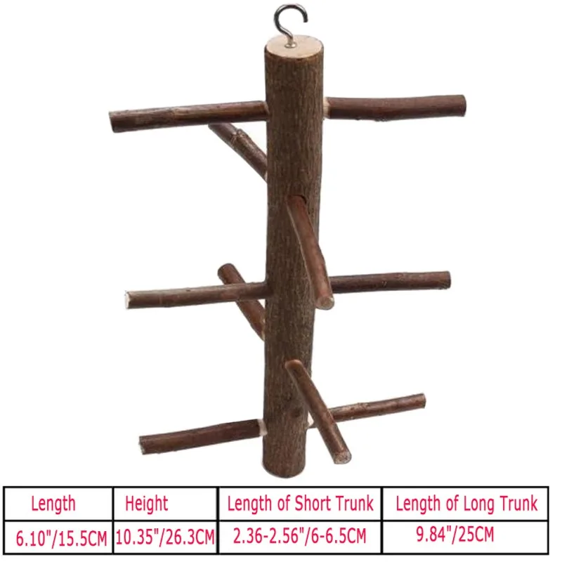 Natrual Wood Parrots Rotate Ladder Standing Parrot Bird Chewing Biting Toys Playing Platform Cage Climbing Toy For | Дом и сад