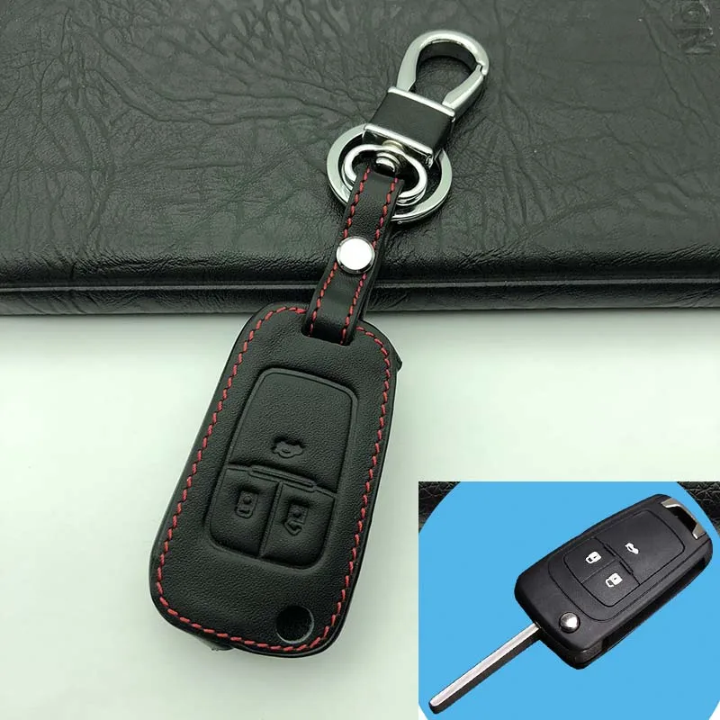 Натуральная кожа автомобильный брелок кольцо для ключей автомобиля держатель для Chevrolet Cruz OPEL Опель МОККА BUICK ENCORE 3 кнопки дистанционного ключа оболочки