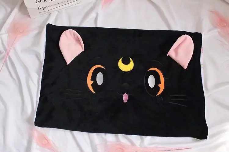 Сейлор Мун мультфильм Луна кошка форма плюшевые мягкие животные милый одиночный студенческий спальный чехол для подушки креативный плюшевый чехол для подушки кукла