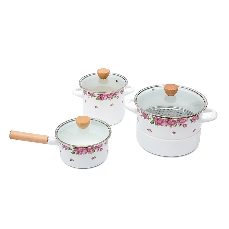 

Thickened enamel soup hot pot single handle steamer stewpot Chinese medicine pan baby supplementary food induction cooker