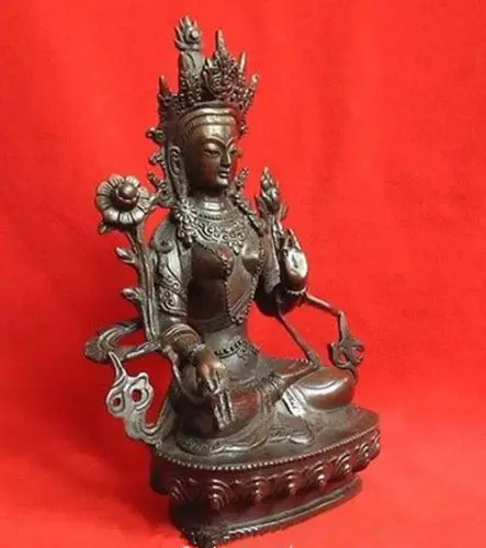 Бесплатная тибетская бронзовая белая статуя Будды Kwan-yin Tara 6 4 &quotH | Дом и сад