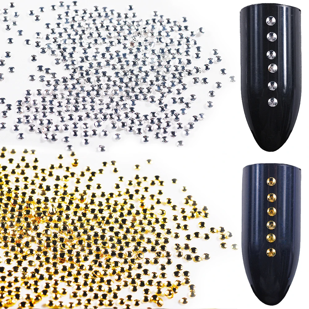 0.8mm-3.0mm Round Dot Gold Silver Metal Nails Rivet 500pcs Nail Decorations 3D Art Manicure Rhinestones Tools Body | Красота и