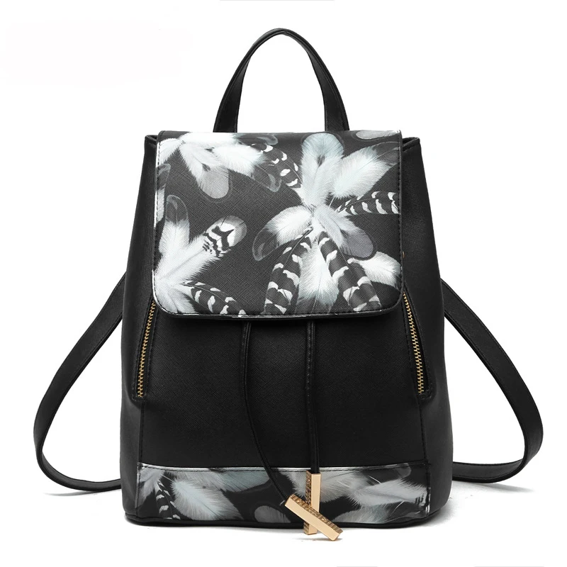 Feather Rusoonnic Mochila Feminina женские рюкзаки из искусственной кожи рюкзак Mochila Feminina рюкзак женские школьные рюкзаки для девочек - Цвет: Feather