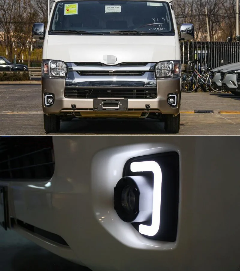 2 шт. Светодиодный дневной светильник для Toyota Hiace~ автомобильные аксессуары Водонепроницаемый АБС 12 В DRL Противотуманные фары украшения