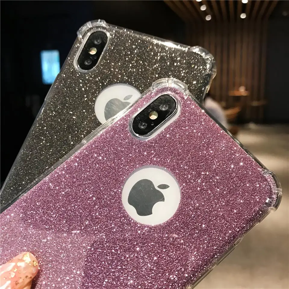 Чехол для iPhone X противоударный блеск силиконовый чехол ТПУ Мягкий украшенная