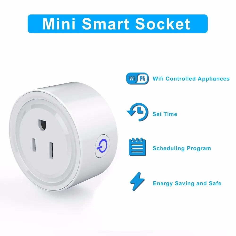 WiFi Socket Wireless Smart Plug Mini Outlet works with Alexa Google Home IFTTT Remote Control Timing Function No Hub Required |