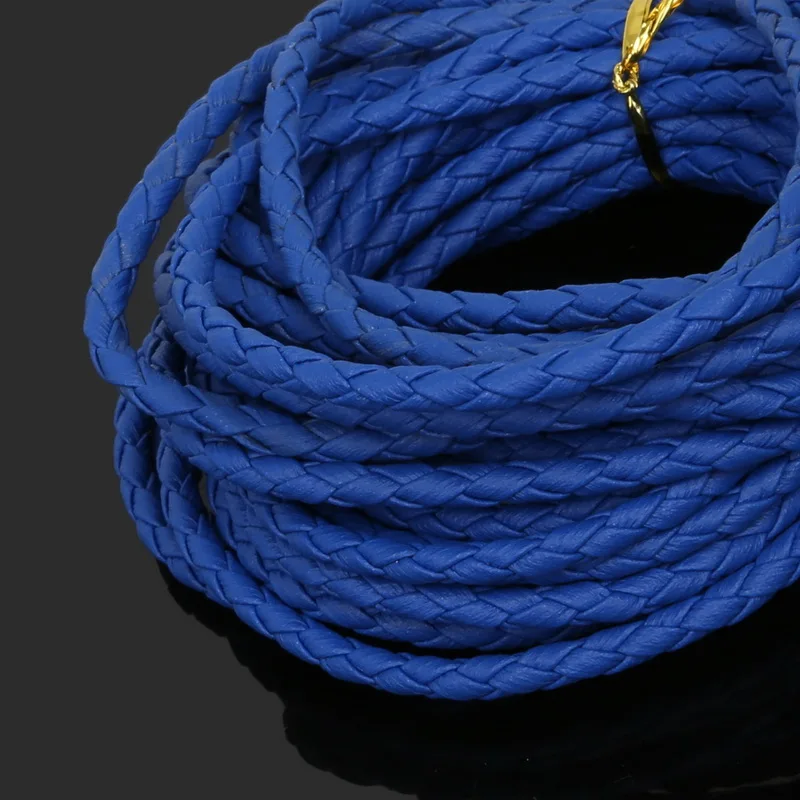 4 мм 5 м разноцветные круглые плетеные шнурок из искусственной кожи для