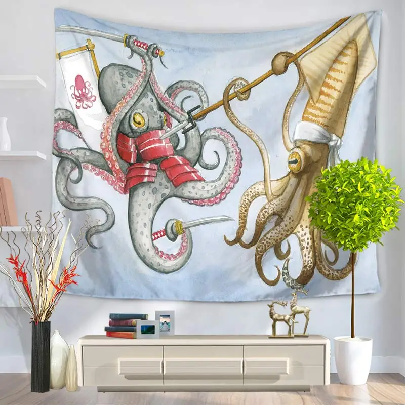 Индийский гобелен с изображением осьминог Настенное подвесное одеяло матрас для