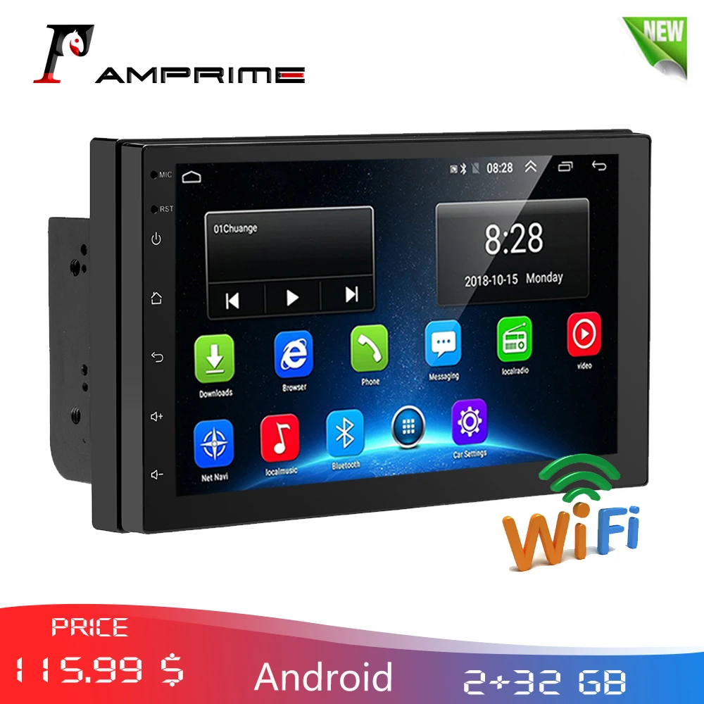 AMPrime 2 din Автомобильный мультимедийный " Android 2G+ 32G автомобильный Радио gps навигация wifi Bluetooth FM MP5 плеер поддержка 4G LTE SIM сеть