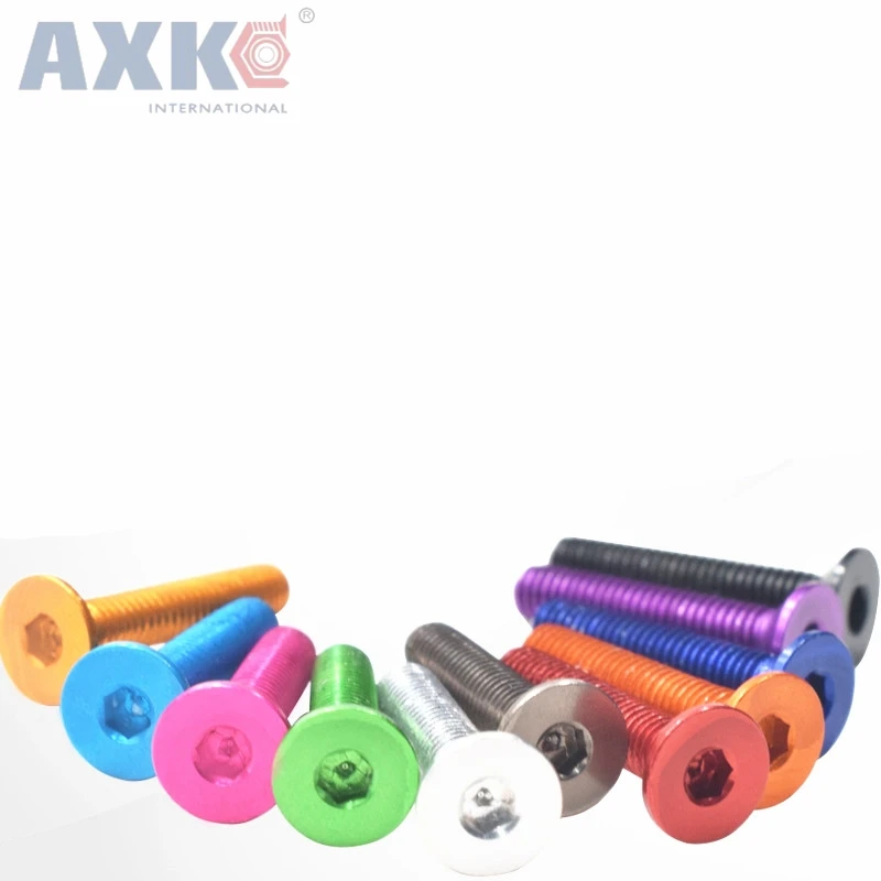 AXK 10 шт. M4 * 14/16 мм плоские винты из алюминиевого сплава DIN7991 шестигранные с