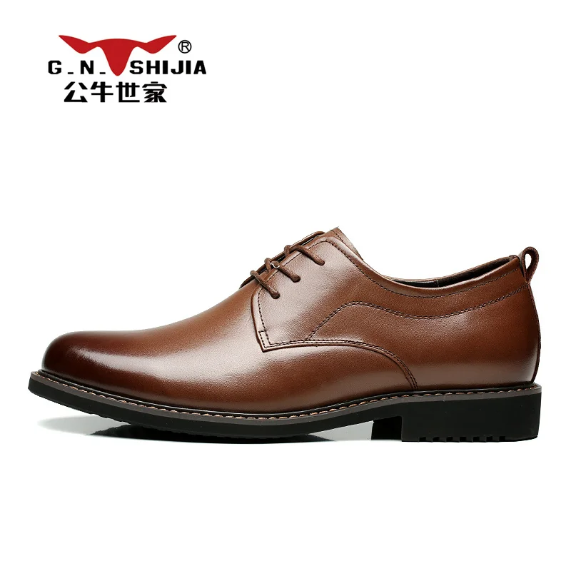 Г. Н.. ШИ ЦЗЯ Высокое Качество Браун Полное Зерно Кожа Верхних Резиновая Подошва