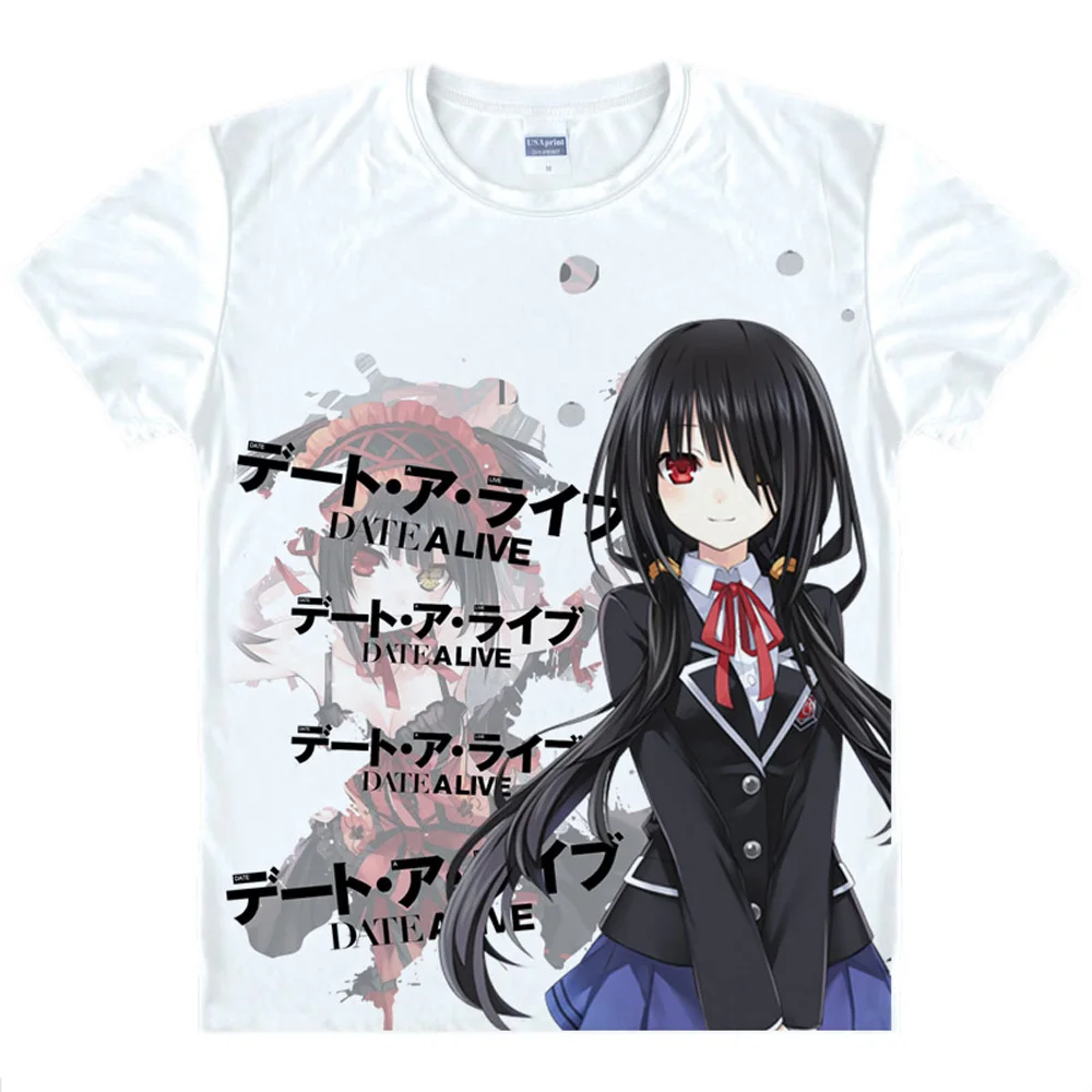 Японский аниме Дата а Live Tokisaki Kurumi Itsuka Kotori Yatogami Tohka хлопковая футболка костюм