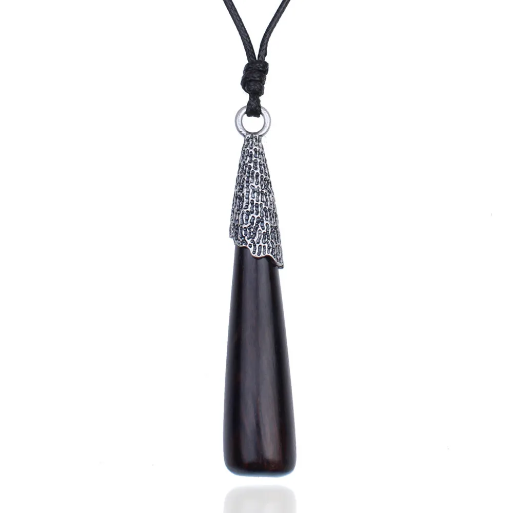 

WNGMNGL Fashion Handmade Choker Necklace Vintage Long Statement Black Color Geometric Wood Necklaces & Pendant For Women Jewelry