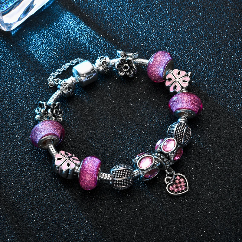 DEVOLOVE новый браслет и с розовый бисер Браслеты Pulsera изделия цепи змейки Прямая