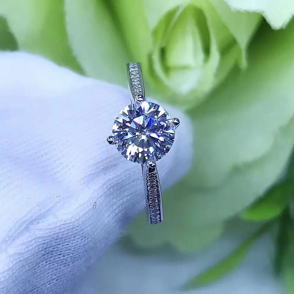 Круглое серебряное моиссанитовое кольцо 1ct D VVS роскошное Weding для женщин |