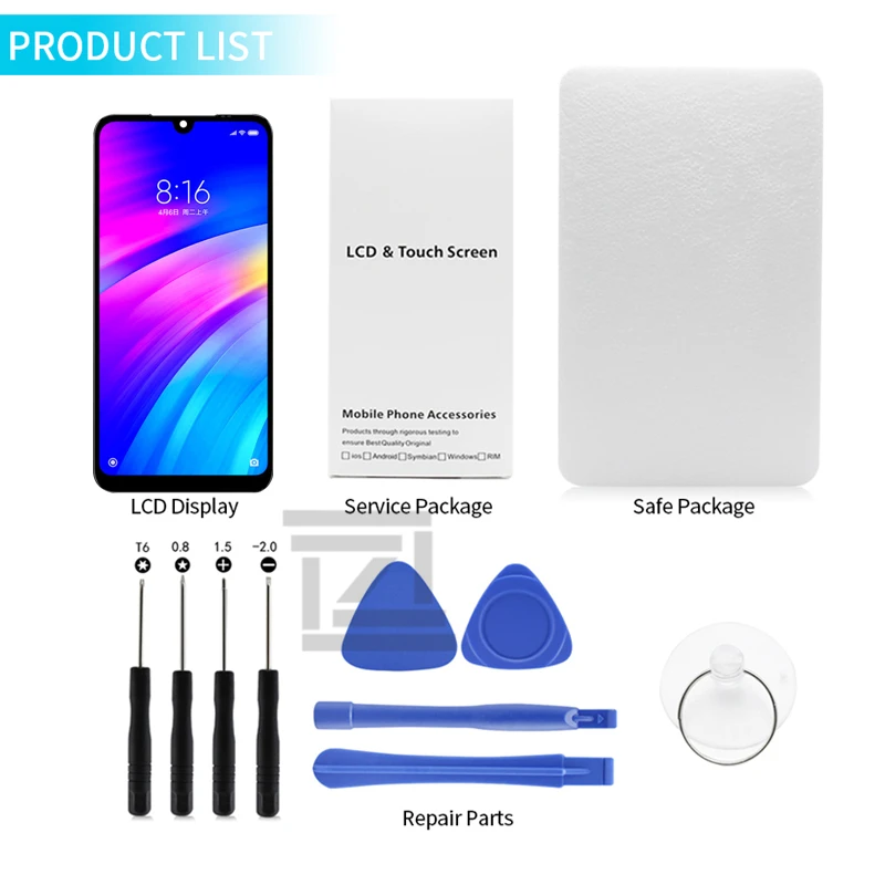 ЖК-дисплей для xiaomi Redmi 7 с дигитайзером сенсорного экрана в сборе рамкой запасные