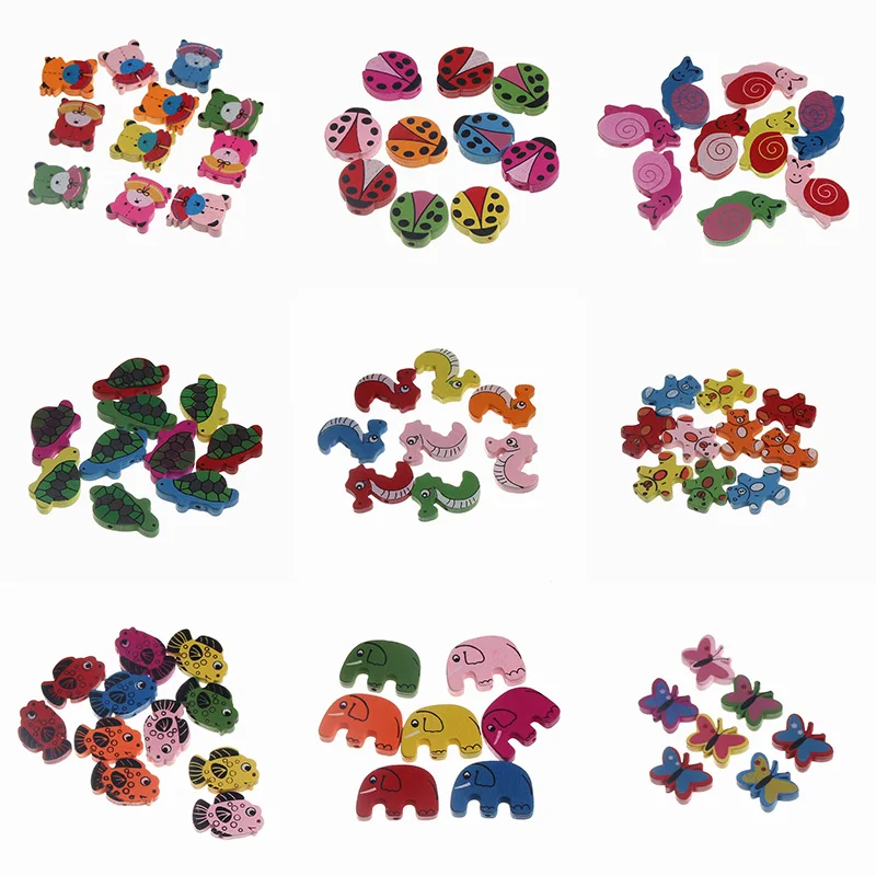 

Various Wood Cartoon Animals Loose Spacer Natural Wooden Beads For Jewelry Making DIY Necklace Handmade Pacifier Chains Woodwork