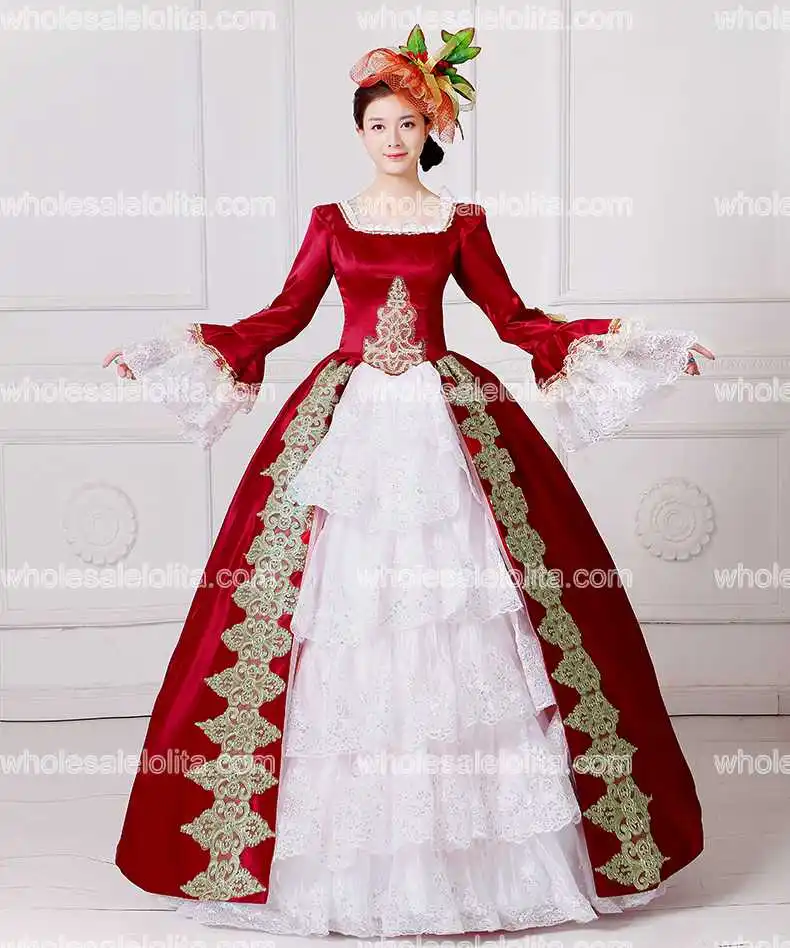 2017 Новый красный Вышивка Marie платье Антуанетты Гражданская война Southern Belle Платье