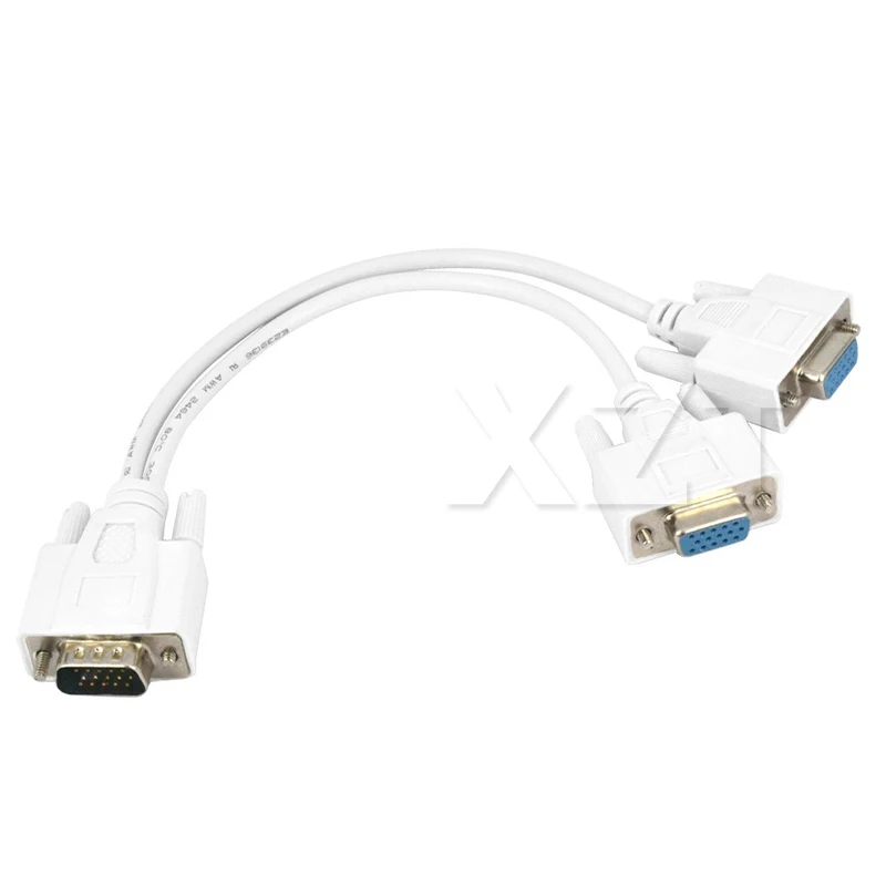 Высокое качество 1 мужской VGA до 2 Женский разветвитель для кабеля VGA 2 Way мониторы VGA и SVGA Двойной видео графический ЖК-дисплей Y сплиттер кабель