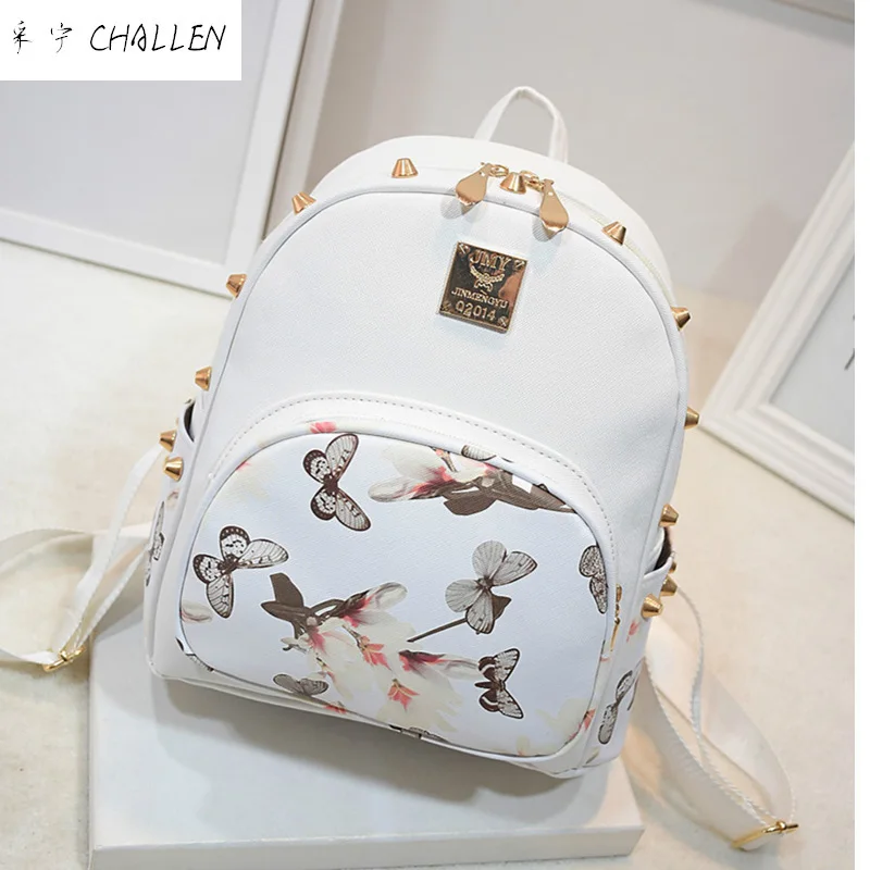 Топ Пу Заклепки Softback Mochila Feminina Кожа Рюкзак 2016 Новый Женский Тенденции Студенты