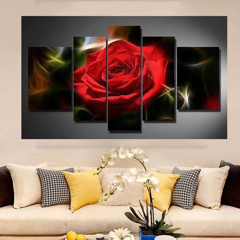 

New red rose needlework flower multi 5pcs cross stitch 5d diy diamond painting mosaic for living room weeding decor gifts DW970