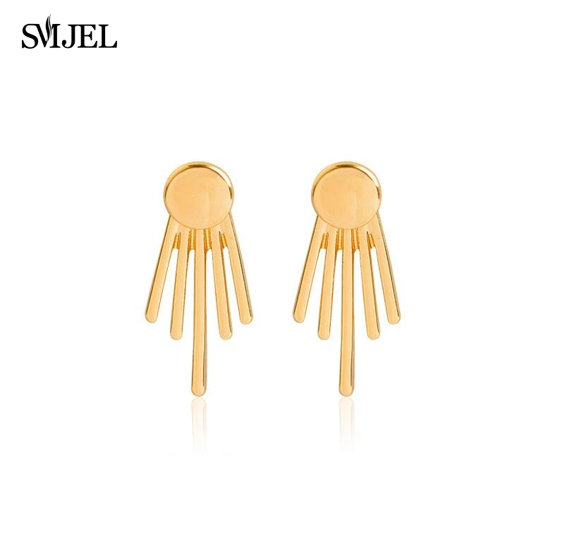 Женские серьги гвоздики SMJEL простые геометрические с кисточками круглые подарок