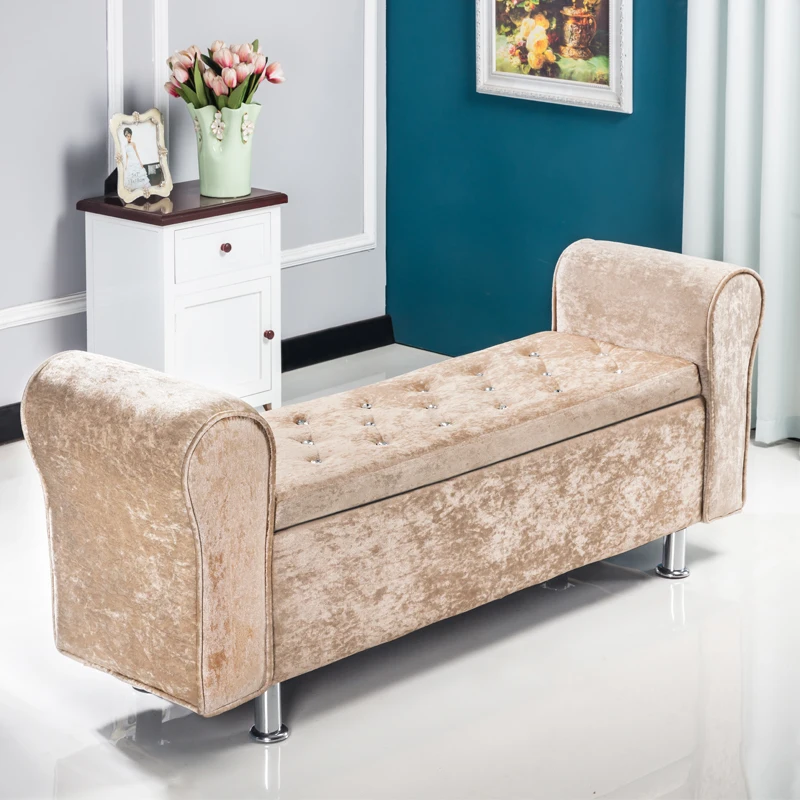 Multifunctional Storage Stool Chair Bedroom Bed End Stool Storage Bench Fabric Shoe Bench Household Sofa Bench Pouf Taburete - Color: L   L120 W40 H40