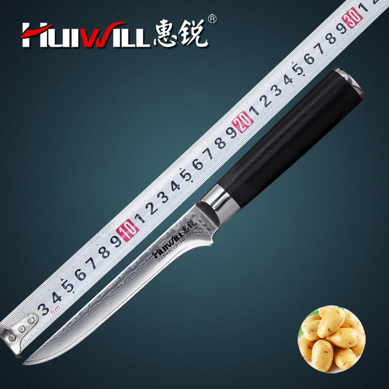 

Высококачественный японский дамасский нож 6 дюймов 67 слоев из нержавеющей стали, кухонный нож с косточками, нож для резьбы, наполняющий нож с ручкой G10