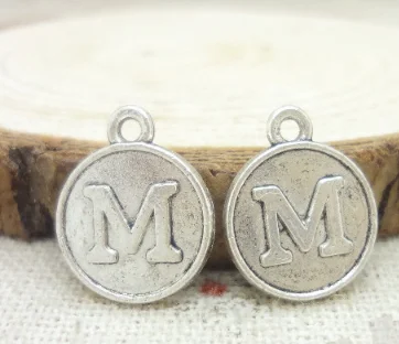 

100pcs charm Letter M pendant 15*12mm Antique silver Accessories Handmade earrings bracelet necklace Jewelry Making DIY
