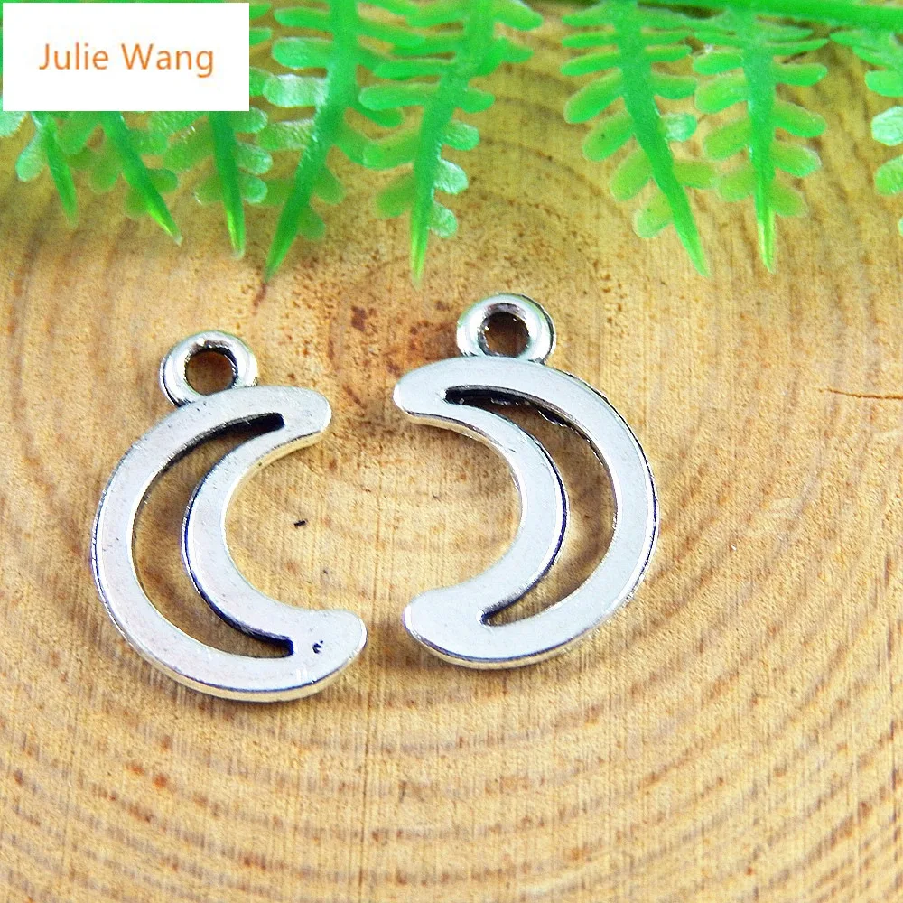 Julie Wang 50 шт. Мини Серебряный цвет сплав полумесяц Подвески кулон ручной работы