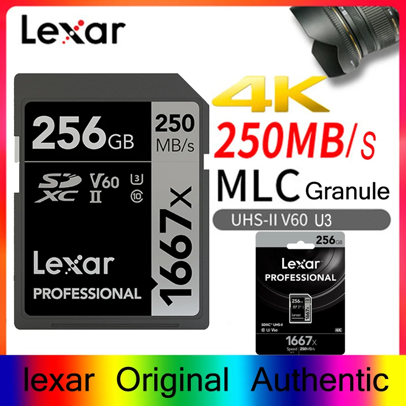 Оригинальная SD карта Lexar 1667X 256 ГБ флэш памяти 128 64 250 дюйма micro sd для 3D 4K Full HD