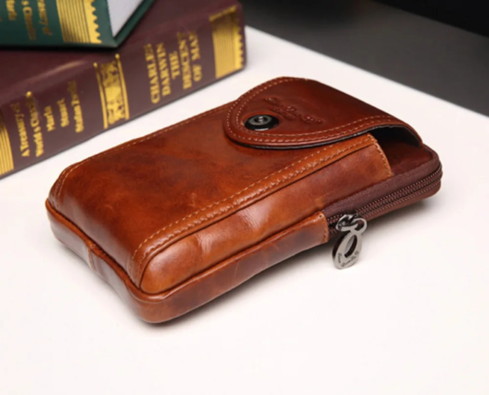 Поясная Сумка из натуральной кожи для мужчин винтажный поясной ремень