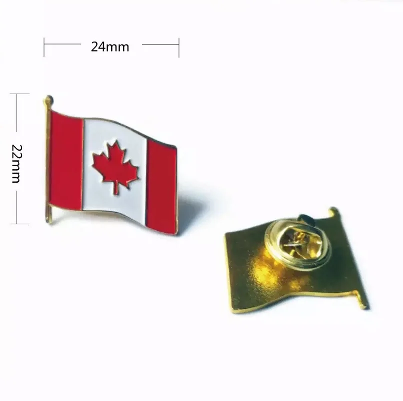 

Wholesale Canadian flag brooch iron bow drop plastic pin Canada lepel pin