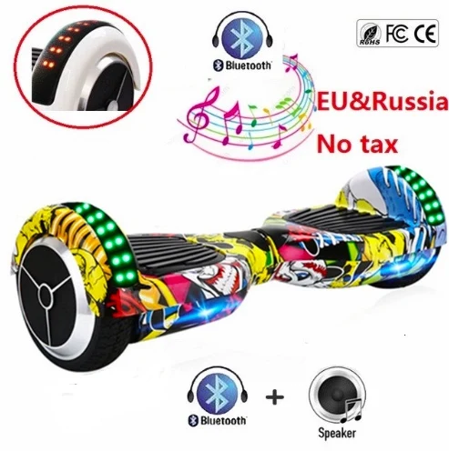 Ховерборд 6 5 Дюймов Электрический скутер Bluetooth за бортом умный баланс два колеса