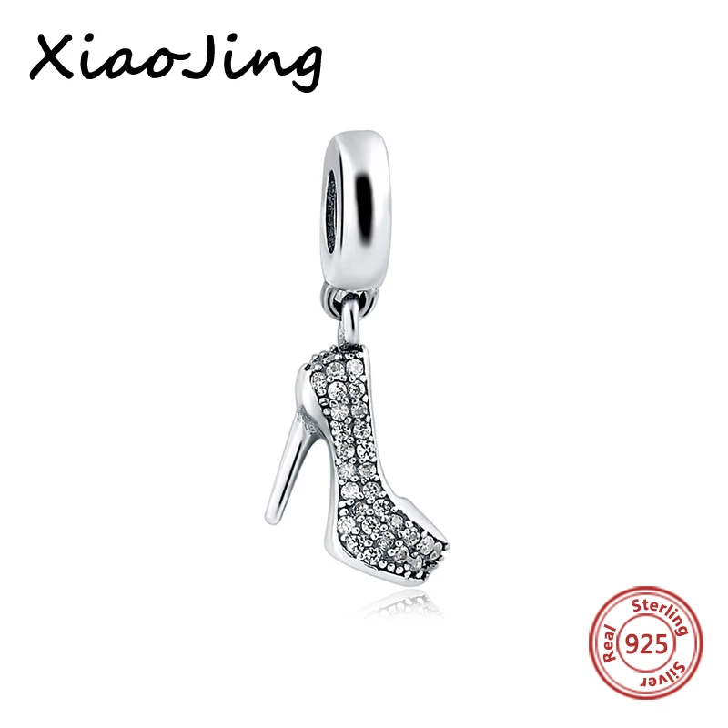 

925 Sterling Silver Charms Fit Authentic European Bracelet Silver 925 Original High-heeled Shoes Beads Jewelry Making for Women